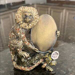 Jay Strongwater Jewel Encrusted  Monkey Figurine w/ Photo Frame